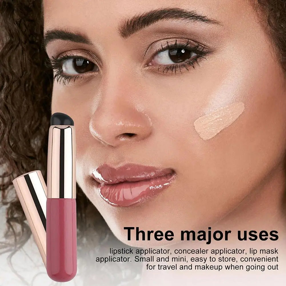 Silicone Lip Brush with Cover - Soft Round Head Concealer & Lipstick Makeup Brush
