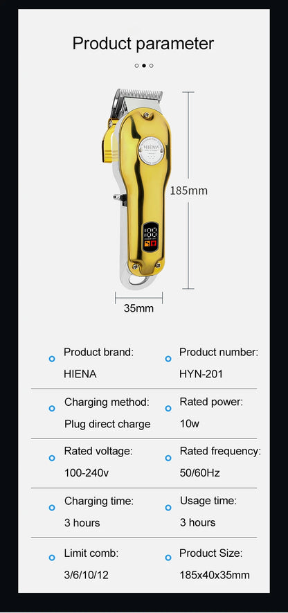 HIENA Professional Barber Hair Clippers Set with Beard Trimmer & Adjustable Steel Blade Hair Cutting Machine