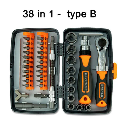 Labor-Saving Ratchet Screwdriver Set, Household Magnetic Toolbox with Torx Bits