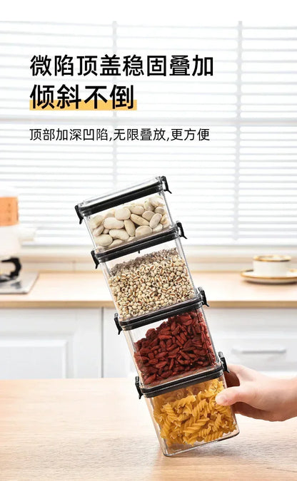 Stackable Plastic Food Storage Containers Set 460-1800ml for Grains, Tea & Snacks