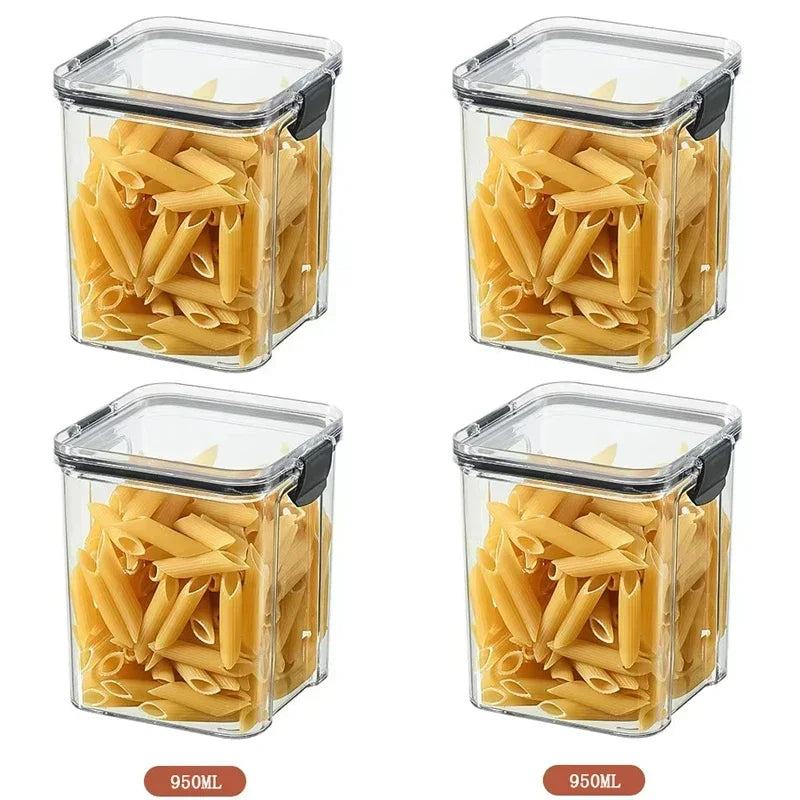 Stackable Plastic Food Storage Containers Set 460-1800ml for Grains, Tea & Snacks