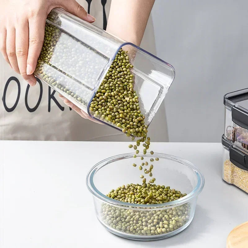 Stackable Plastic Food Storage Containers Set 460-1800ml for Grains, Tea & Snacks
