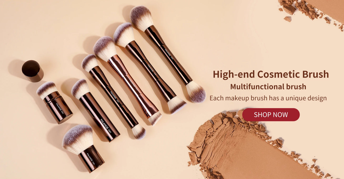 MAANGE 2PCS Flat Angled Kabuki Foundation Brush Set - Soft Bristles for Liquid & Powder Makeup