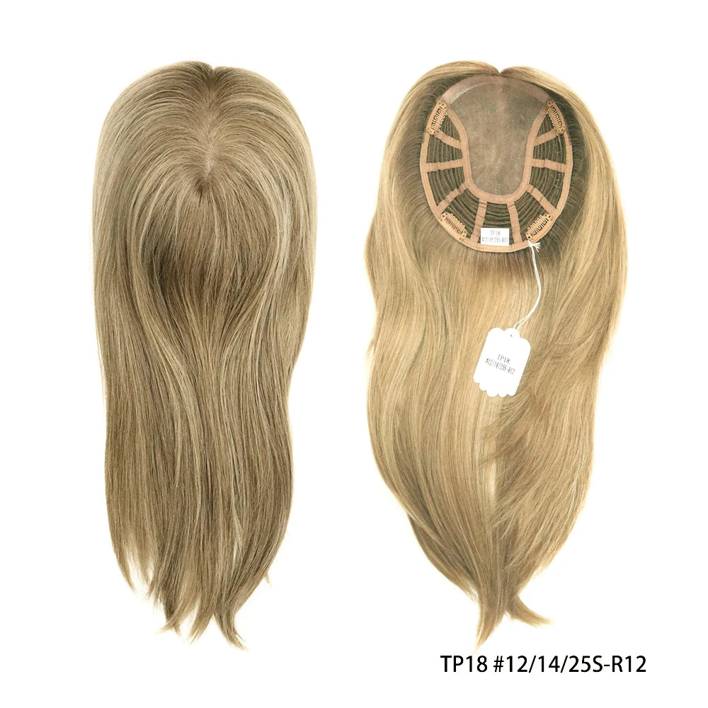 Alwayshair 14"-16" Straight Human Hair Clip-in Topper for Women 120% Density