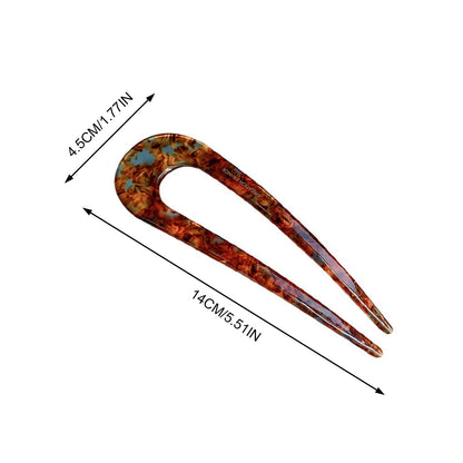 U-Shaped Hairpin with Mineral Pattern Elegant Vintage Chinese Style Women's Hair Accessory