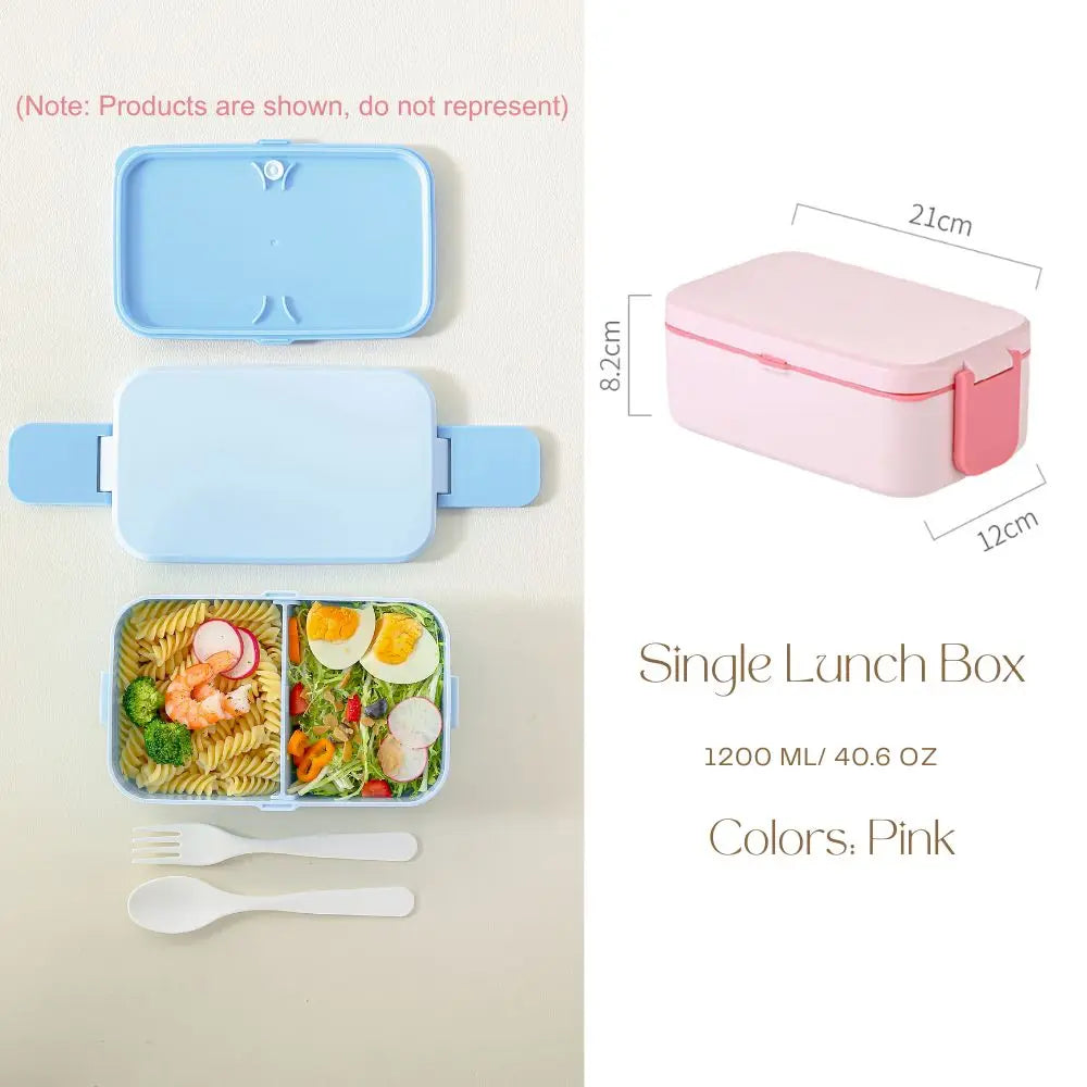 2-Layer Bento Box with Handle, Large Capacity Leak-Proof Lunch Box for Kids, Microwave Safe