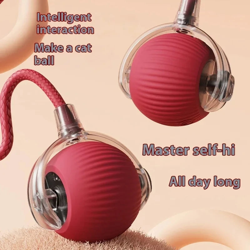 Smart Cat Toy Automatic Rolling Ball with Fake Tail Rechargeable Electric Interactive Training Toy for Dogs & Cats