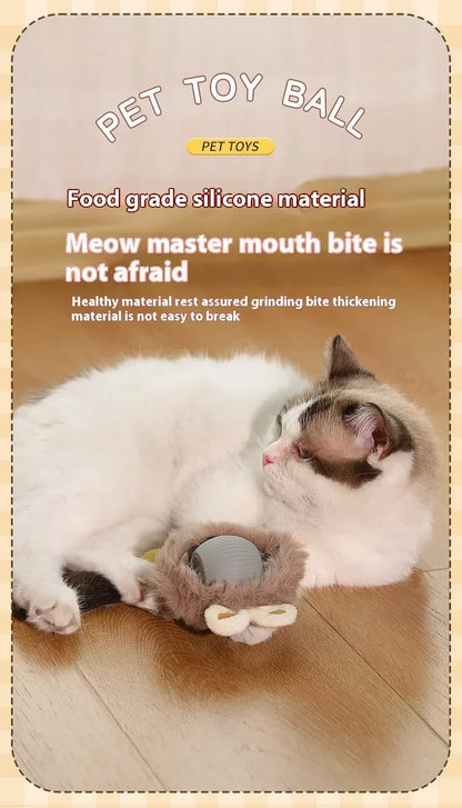 Rechargeable Cat Toy Automatic Rolling Ball with Simulated Tail Electric Pet Interactive Toy for Cats & Dogs