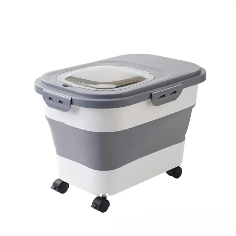 Foldable Dog Food Storage Bucket – Mildew-Proof & Moisture-Proof for Kitchen or Travel