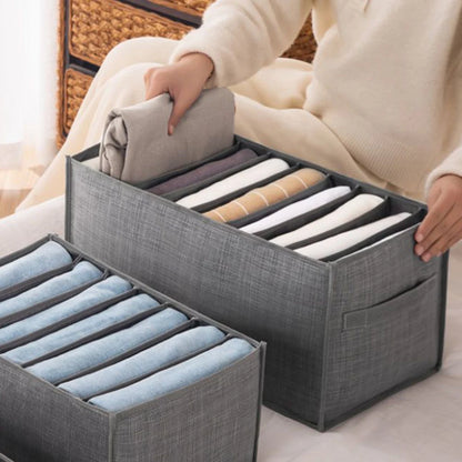 9-Panel Pants Storage Box - Jeans Compartment Organizer, Layered Design for Home Wardrobe
