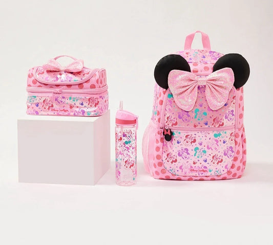 Genuine Australia Smiggle Disney Minnie School Bag Set with Wallet, Lunch Bag & Water Cup for Girls
