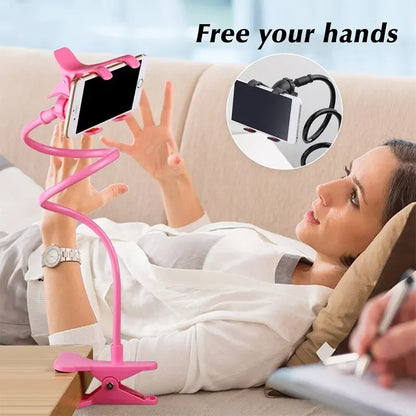 360° Clip Mobile Phone Holder Stand - Portable Flexible Lazy Mount for Bed, Desktop, and Smartphones (70cm)