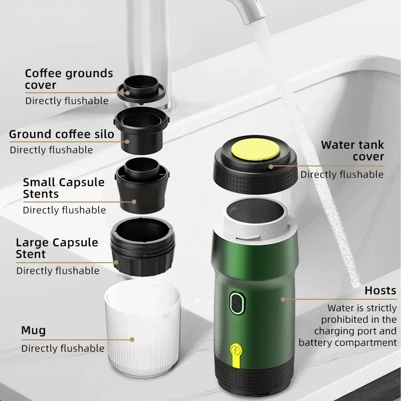 Electric Portable Coffee Machine - 3-in-1 Espresso Maker for Car, Home & Travel