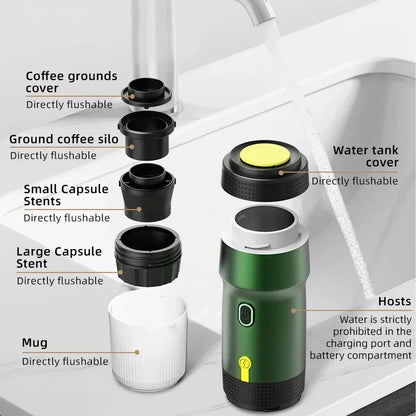 Electric Portable Coffee Machine - 3-in-1 Espresso Maker for Car, Home & Travel