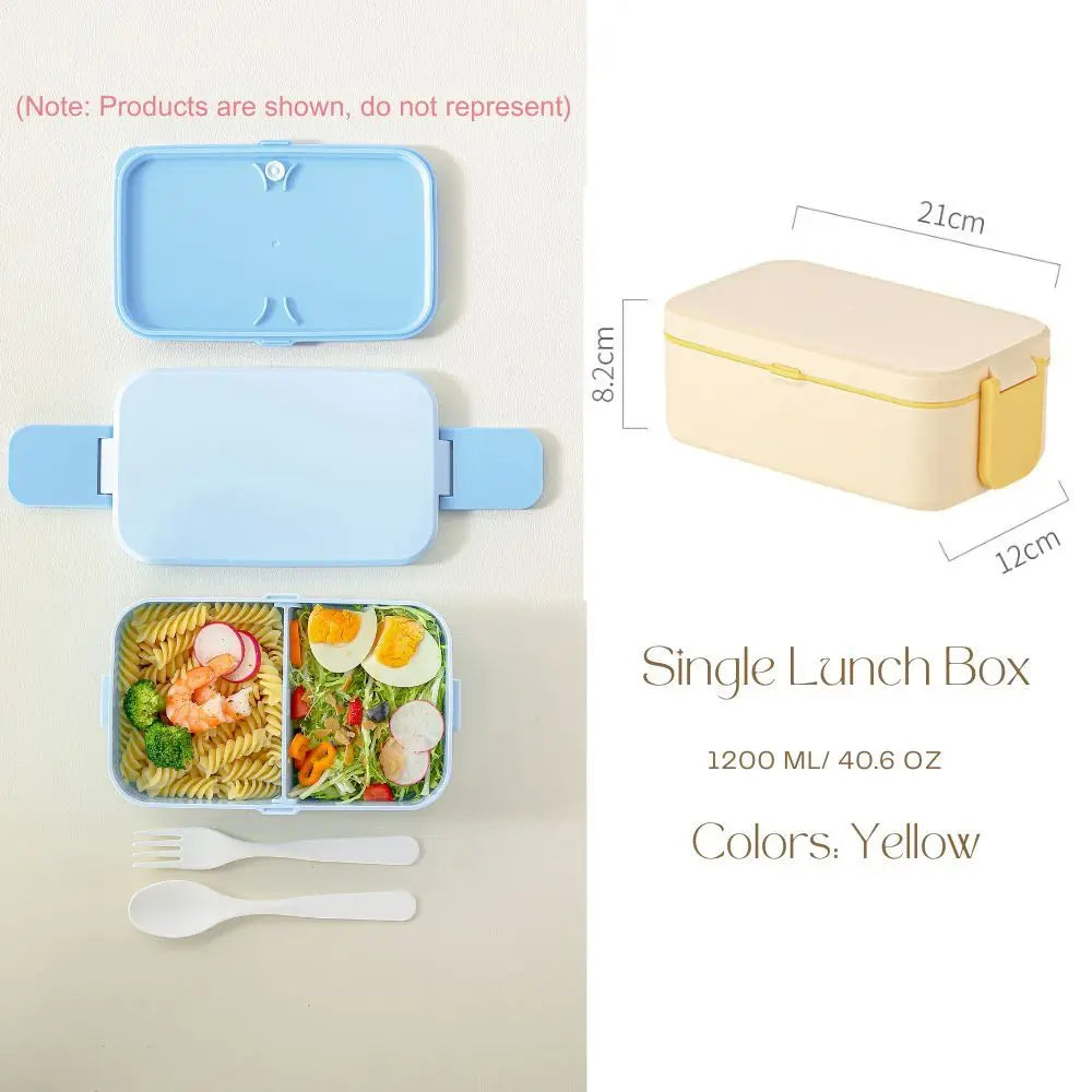 2-Layer Bento Box with Handle, Large Capacity Leak-Proof Lunch Box for Kids, Microwave Safe
