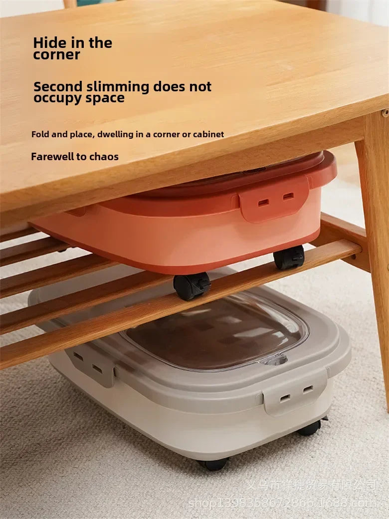 Foldable Dog Food Storage Bucket – Mildew-Proof & Moisture-Proof for Kitchen or Travel
