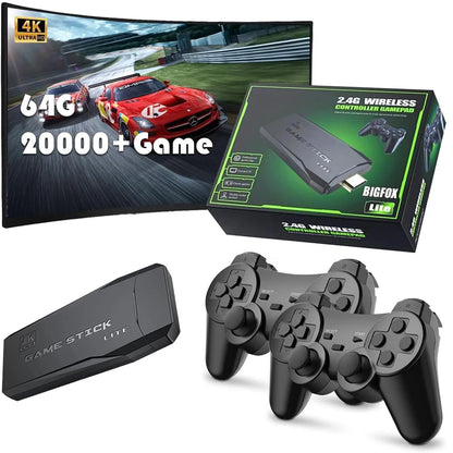 Retro Video Game Console - 2.4G Wireless Game Stick, 4K, 20000 Games, 64GB Portable Dendy Console for GBA/FC/PS1/MD
