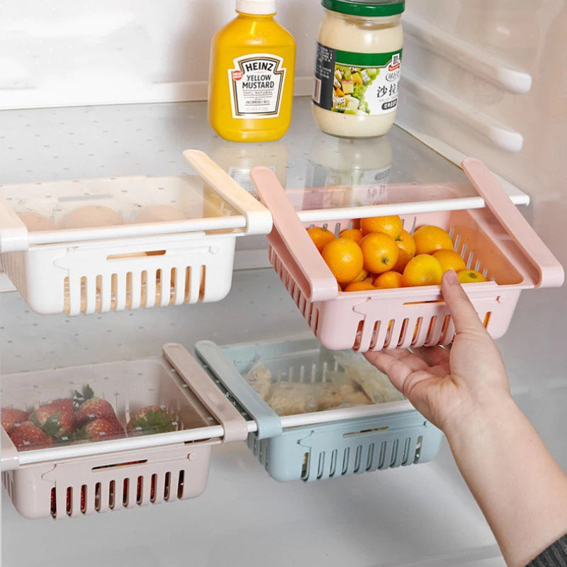 Flexible Expandable Fridge Organizer Drawer Storage Rack