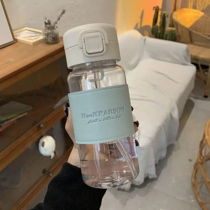 500ml Creative Water Bottle with Straw, Leak-Proof Portable Cup for School Kids