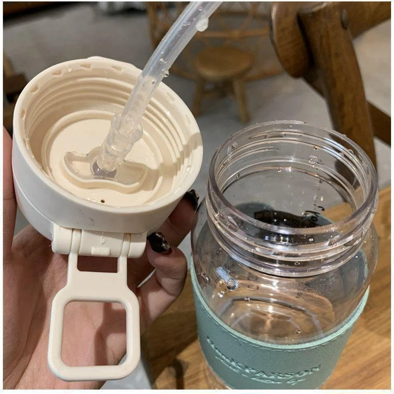 500ml Creative Water Bottle with Straw, Leak-Proof Portable Cup for School Kids