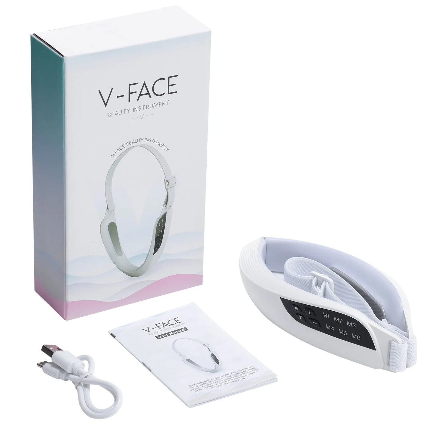 Electric V Face Lifting Device 6 Modes 8 Levels EMS Facial Massager for Double Chin Removal