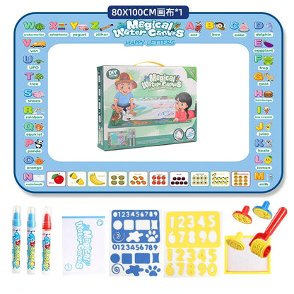 100x80CM Magic Water Drawing Mat with Reusable Pens, Montessori Doodle Painting Board for Kids