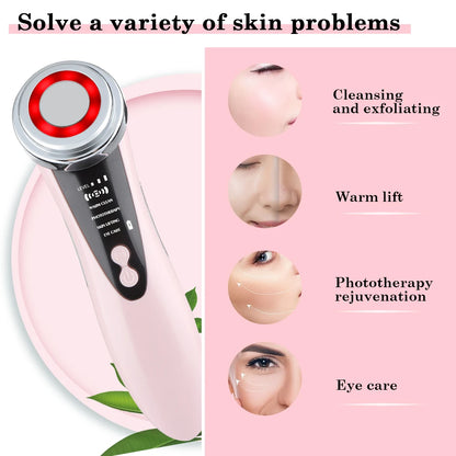 EMS Facial Massager - LED Light Therapy & Sonic Ion Vibration for Skin Tightening & Anti-Wrinkle