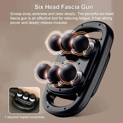 6-Head Massage Gun for Deep Tissue Muscle Relief Neck, Spine & Full Body Percussion