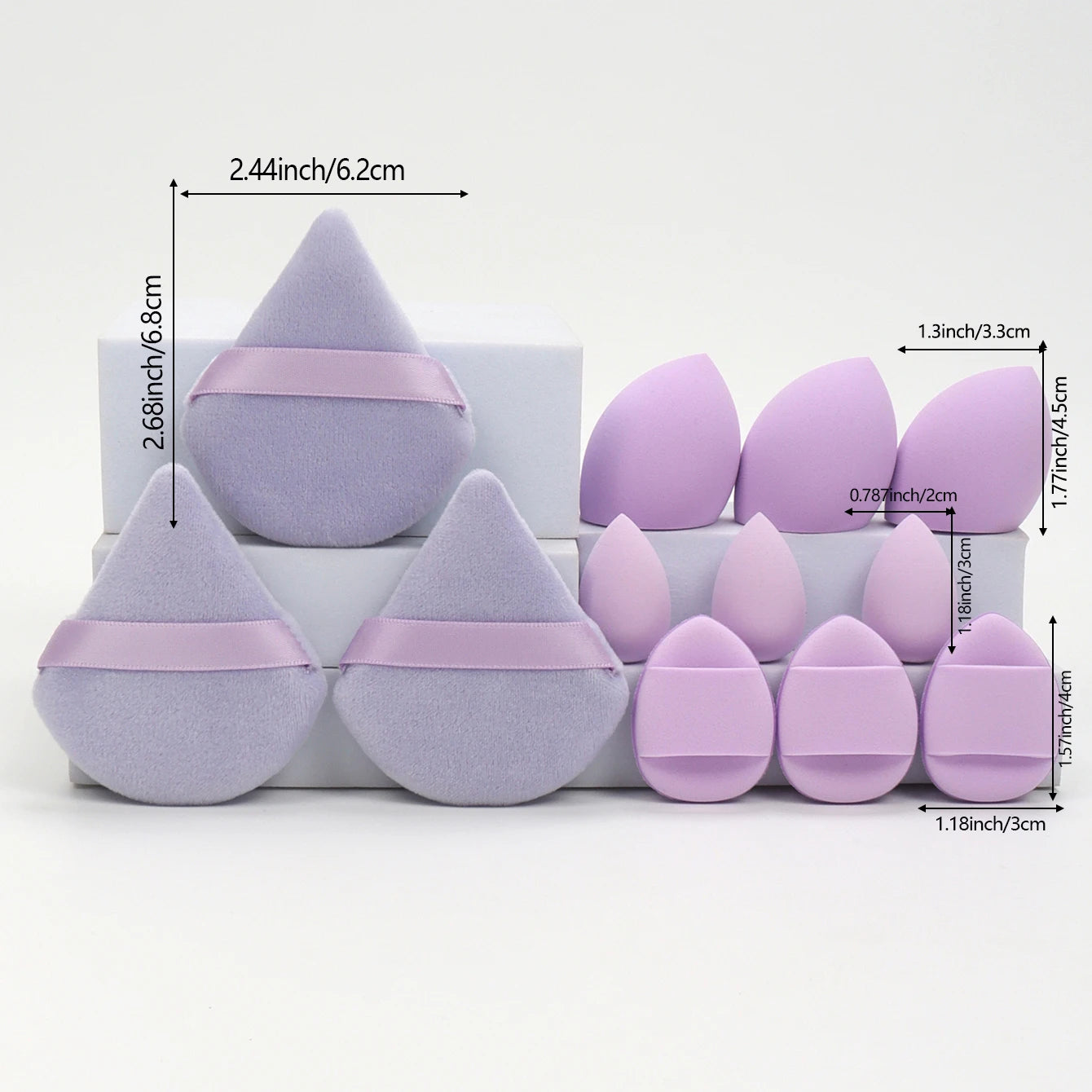 12-Piece All-Purpose Makeup Sponge Set – Powder Puffs, Beauty Eggs & Mini Cushions