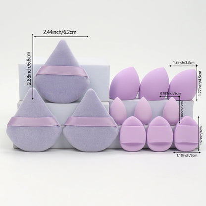 12-Piece All-Purpose Makeup Sponge Set – Powder Puffs, Beauty Eggs & Mini Cushions