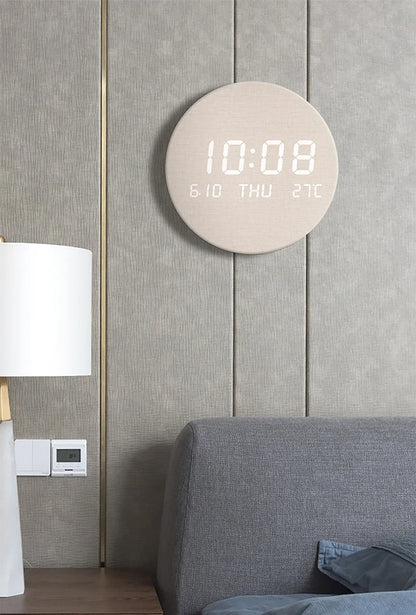 LED Digital Wall Clock - Multi-Function Display with Temperature, Date, and Time for Living Room & Bedroom
