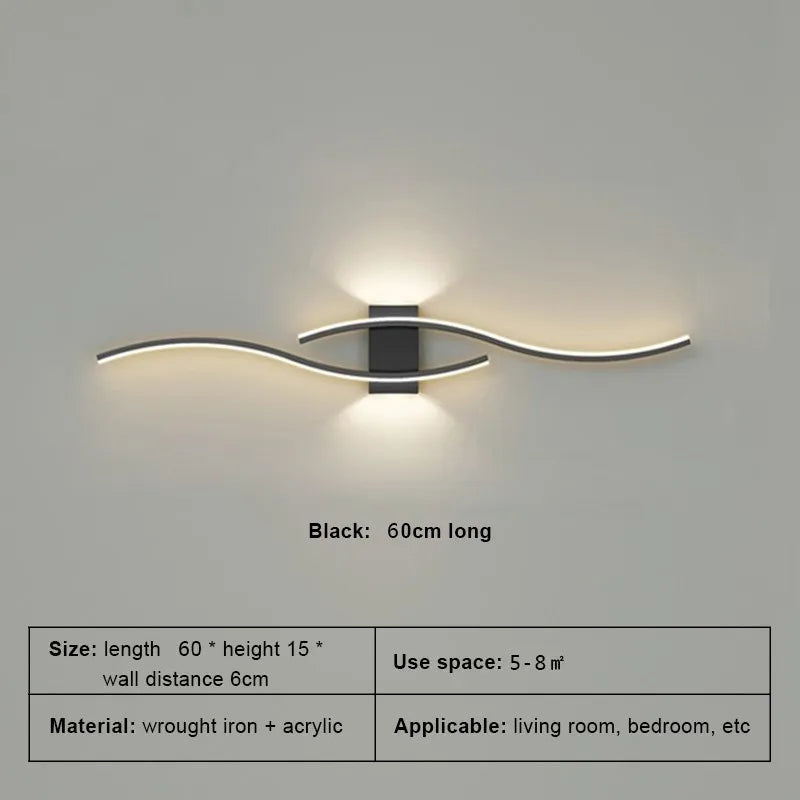 Modern LED Wall Lamp - Long Strip Decorative Lighting for Bedroom, Living Room & TV Background