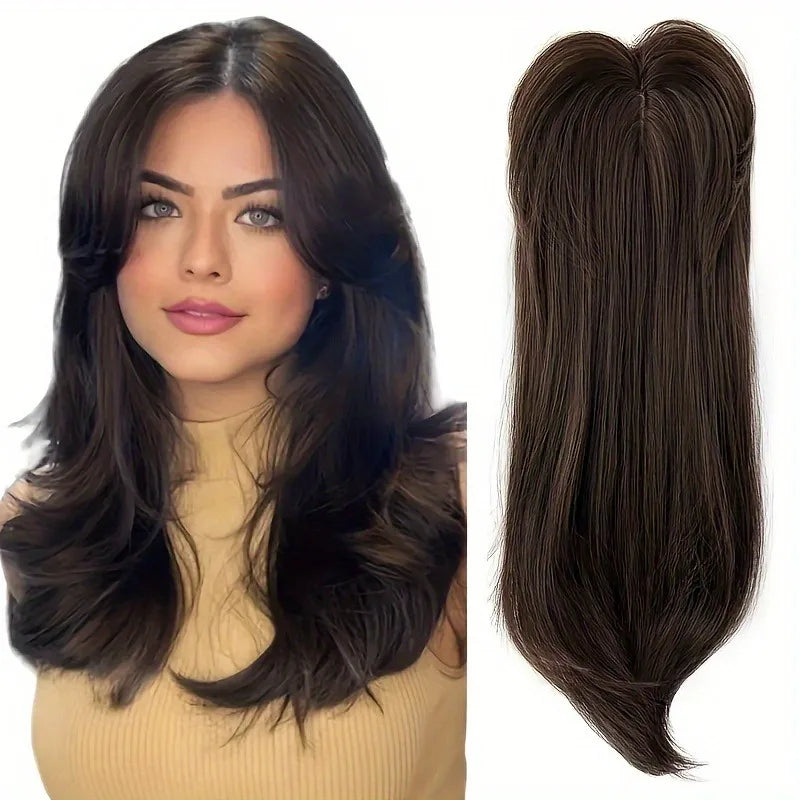 Elegant 22" Straight Synthetic Wig Block for Women - Light Brown to Black