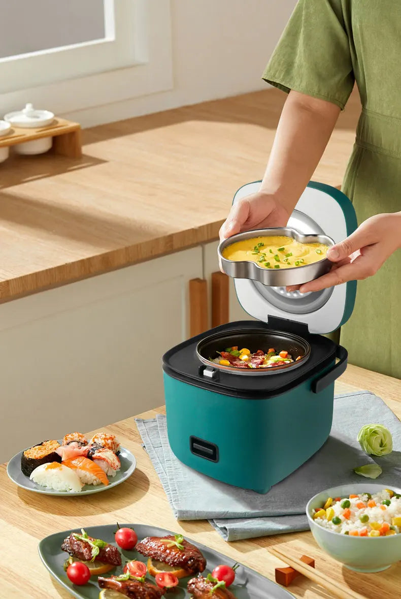 Mini Rice Cooker 1.2L Electric Cooking Machine for 1-2 People, Food Warmer & Steamer