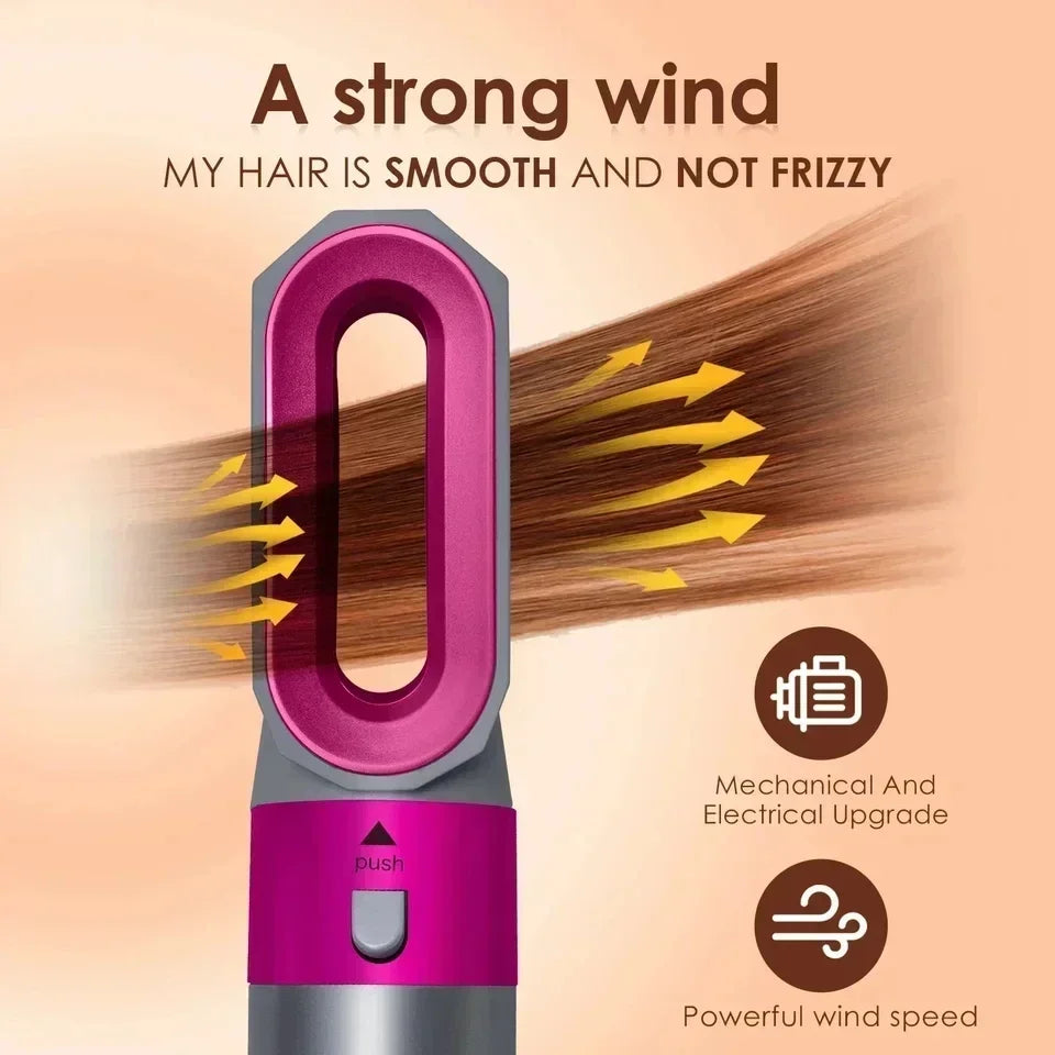 5-in-1 Low Noise Hair Styler - Professional Hair Curling, Straightening, Drying Hot Air Brushes, 1000W