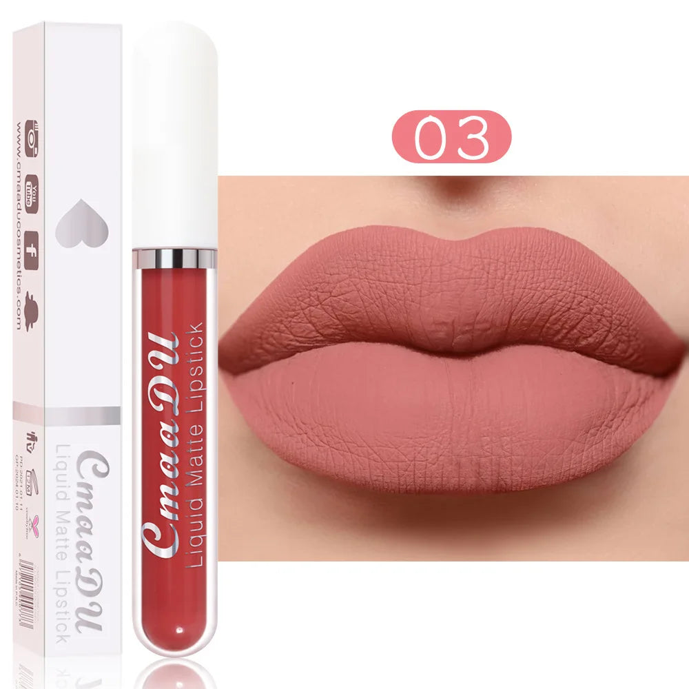 18-Color Long-Lasting Velvet Matte Liquid Lipstick Waterproof Non-Stick Cup