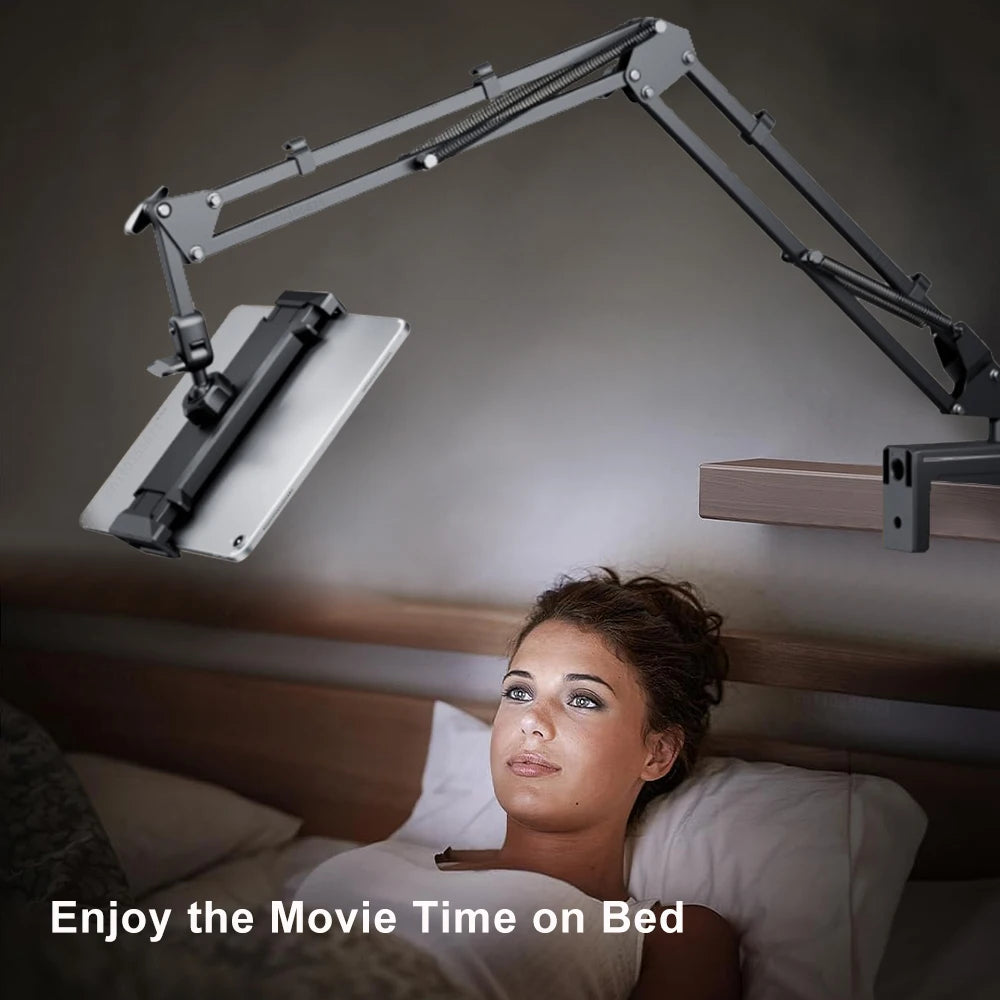 Tablet Stand Holder for Bed - Adjustable Rotatable Long Arm Mount for 4-12.9" iPad Pro, Samsung Tab, Xiaomi Pad