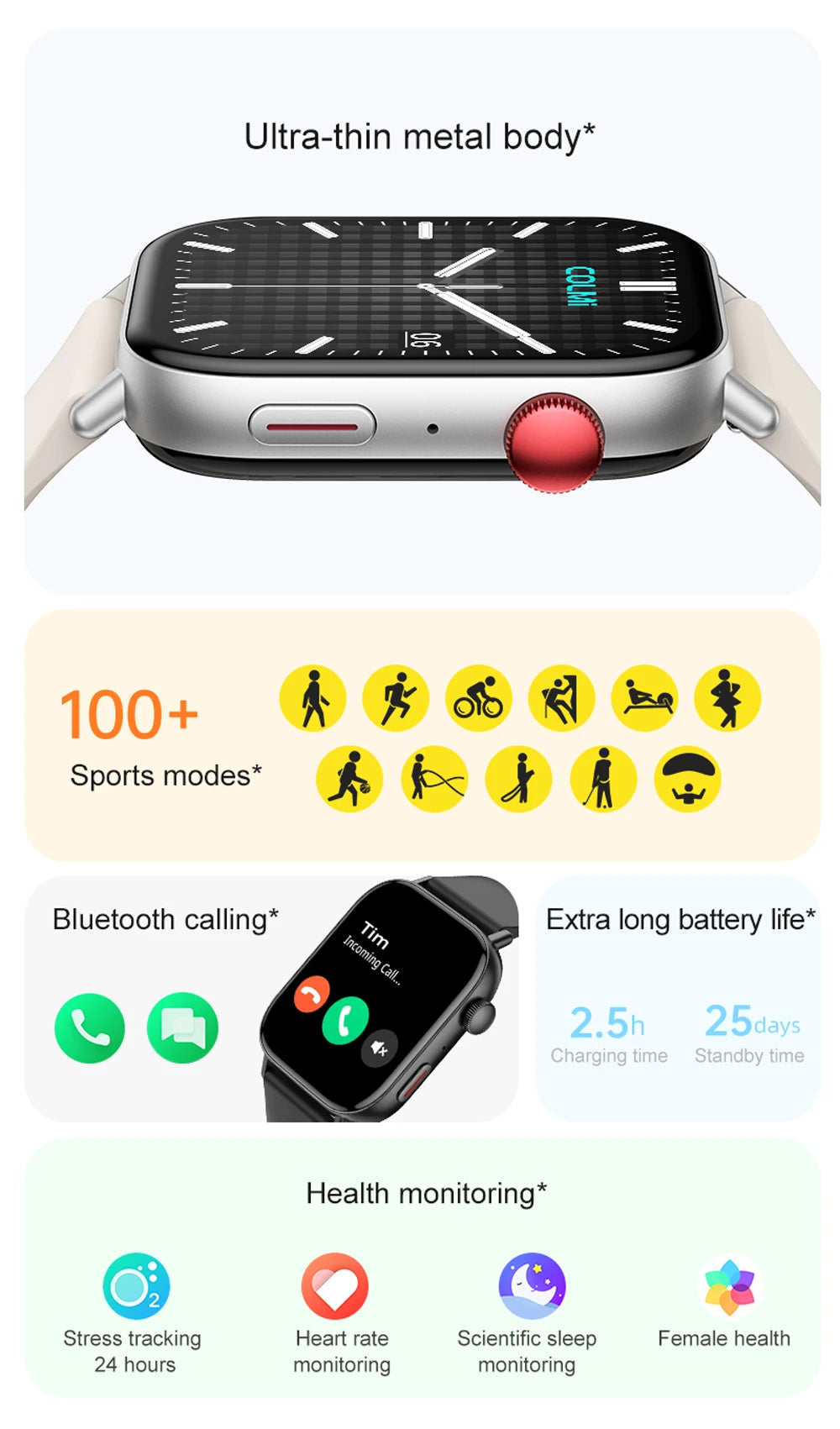 COLMI C8 Max Voice Calling Smart Watch, 1.93" HD Color Display, Health & Fitness Tracking for Men & Women
