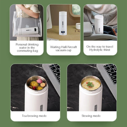 Portable Electric Kettle - Mini Travel Tea & Coffee Boiler, Keep Warm, Anti-Scald Thermo Bottle