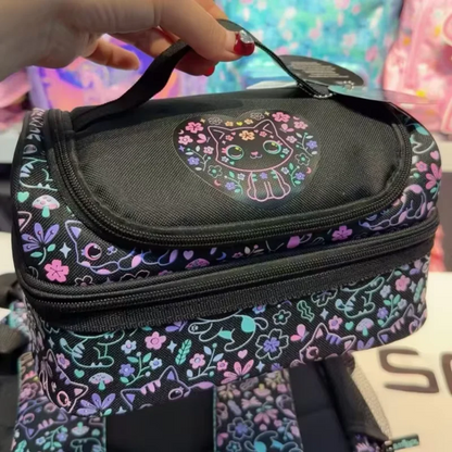 New Original Australia Smiggle Schoolbag for Girls with Black Cat Flower Lunch Bag & Pencil Case