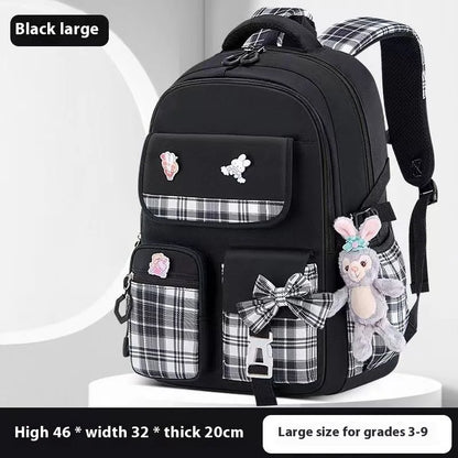 Yuguigou Kulomi Large Capacity Backpack for Elementary Girls - Spine Protection Design