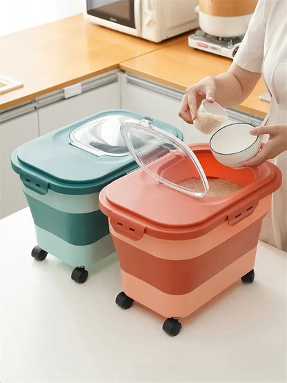 Foldable Dog Food Storage Bucket – Mildew-Proof & Moisture-Proof for Kitchen or Travel