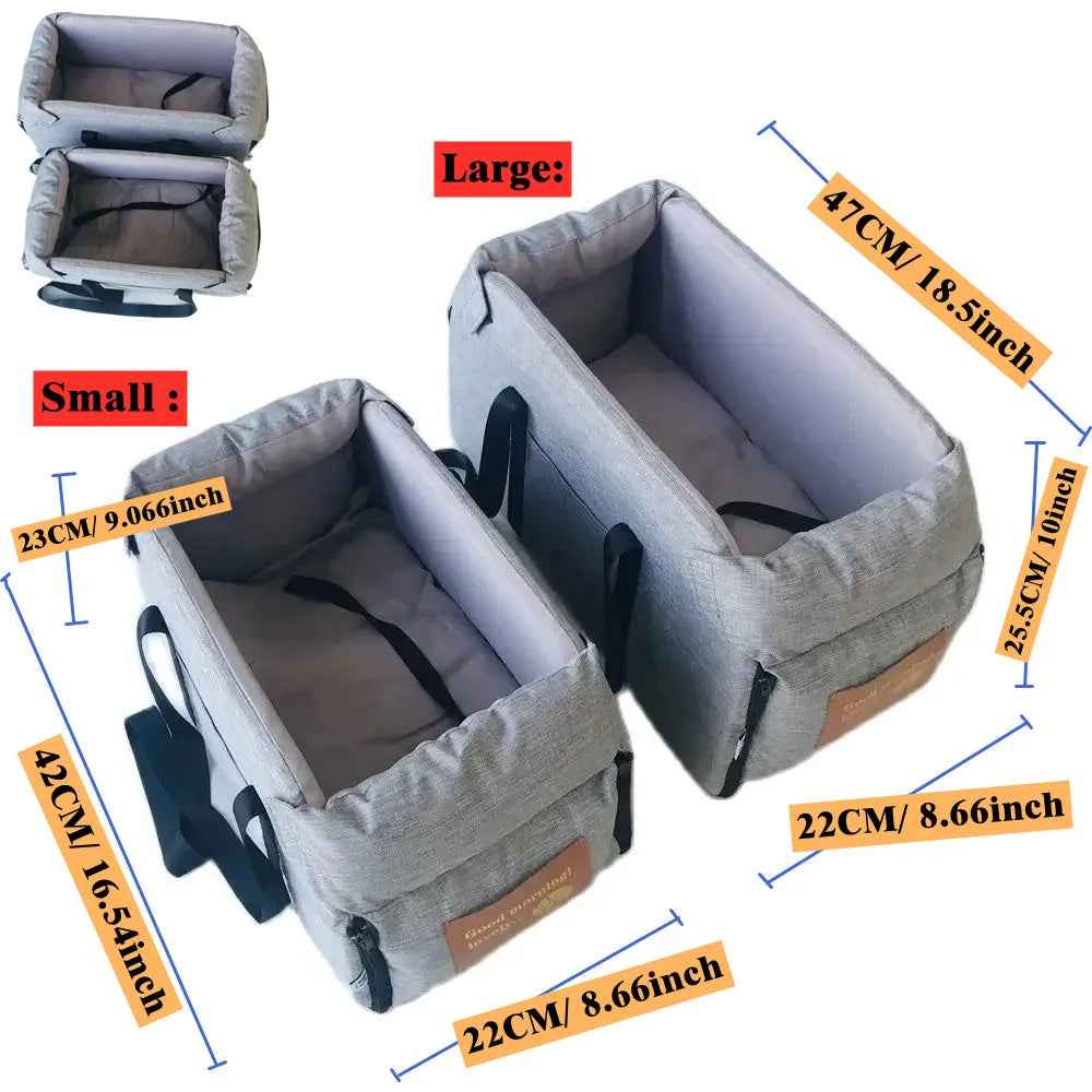 Portable Dog Car Seat Bed – Safety Travel Carrier for Small Dogs & Cats