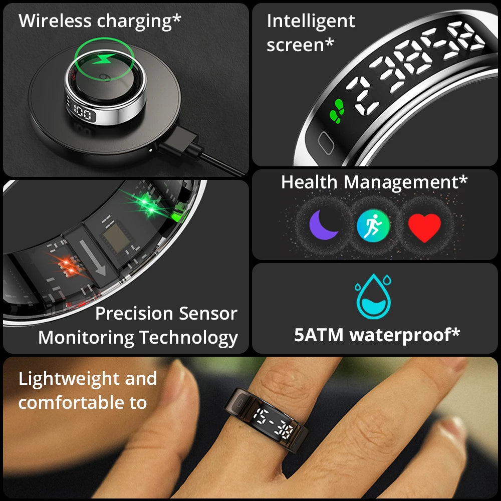 COLMI R12 Smart Ring with Display, Touchscreen, Wireless Charging & 5 ATM Waterproof