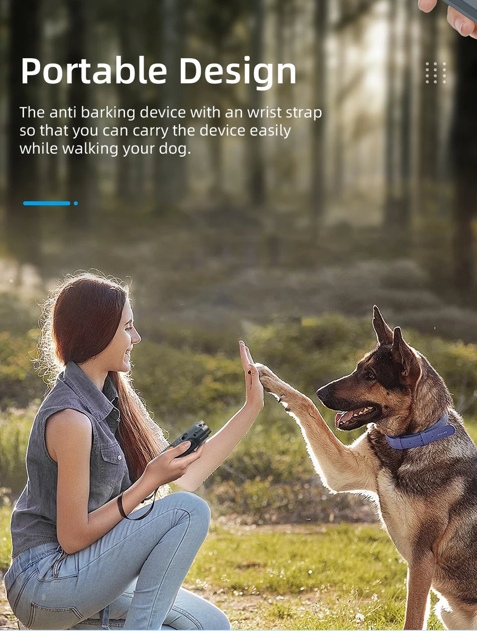 2-in-1 Ultrasonic Dog Repeller & Training Device with Flashlight