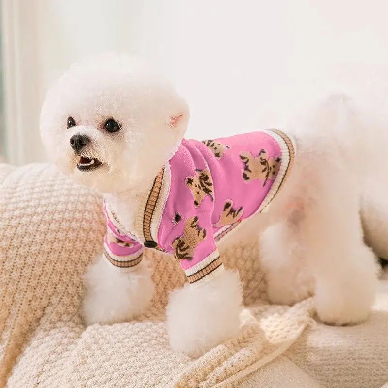 Luxury Striped Cardigan Sweater for Dogs – Warm Coat for Chihuahua, Bichon Frise & Puppies