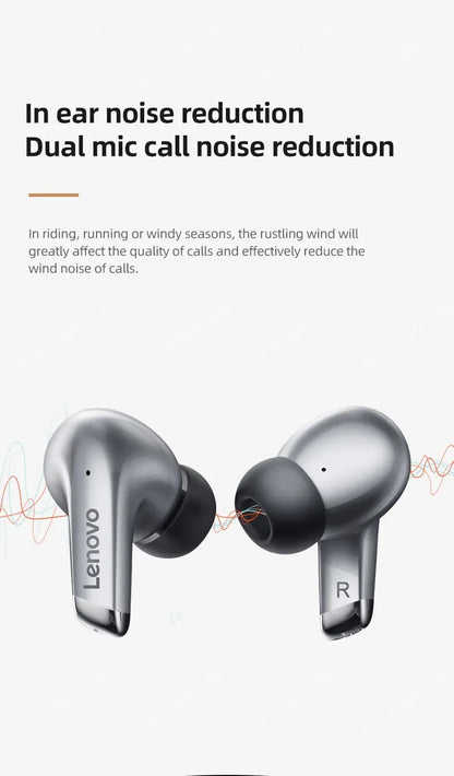 Lenovo LP5 Wireless Bluetooth Earbuds - HiFi Music, Sports Waterproof Headset with Mic for Business & Everyday Use