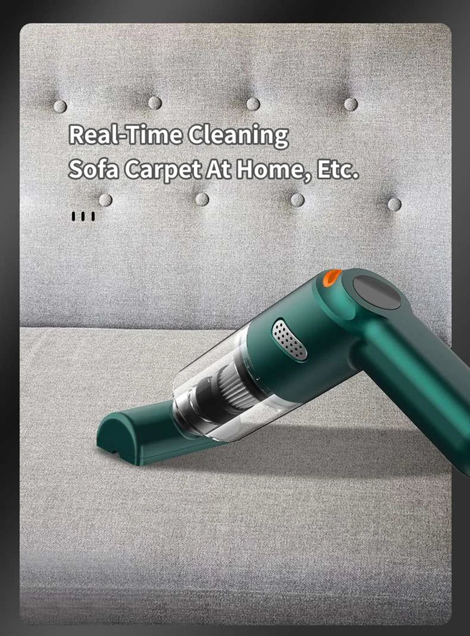 15000Pa Wireless Mini Handheld Vacuum Cleaner - High Suction for Home, Car & Pet Hair Removal