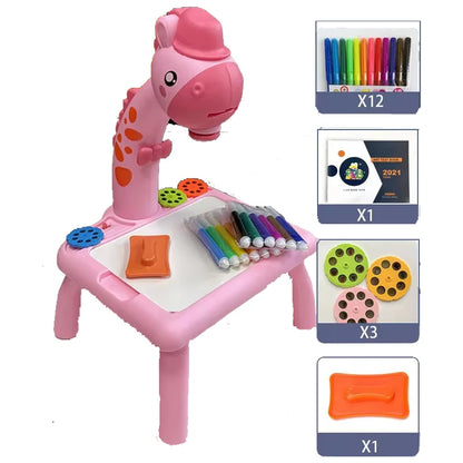 Children's LED Projector Drawing Table Toy, Educational Painting Set & Learning Board