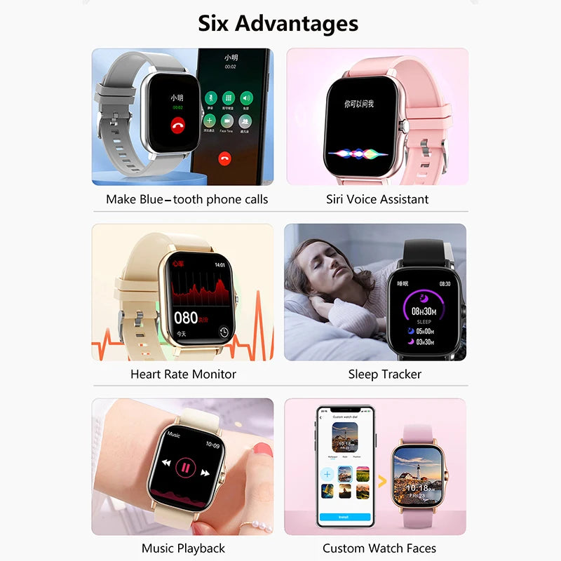 2025 Sport Smart Watch, Fitness Tracker, Health Monitor, Waterproof, Bluetooth Call for Men & Women, IOS, Xiaomi, Huawei